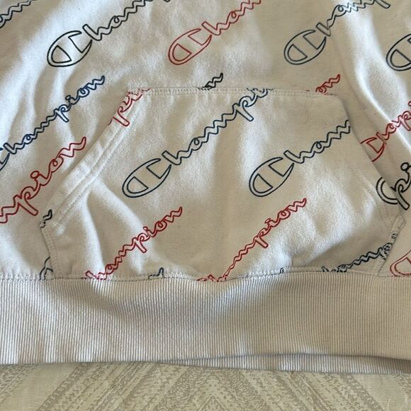 Champion Boys Multicolor Logo White Hooded Sweatshirt - Picture 3 of 9